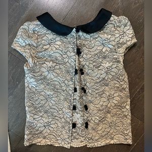 New Look Vintage Lace Button Up Collar Blouse